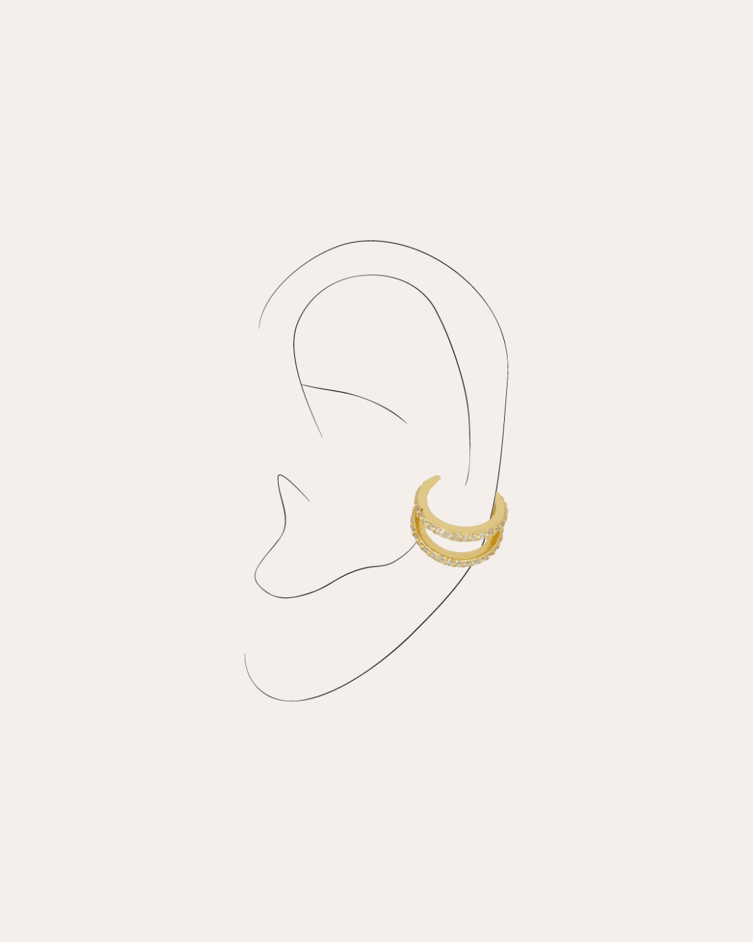 heylove EARCUFF EAR CUFF TWO DOBLE CZ CONCH