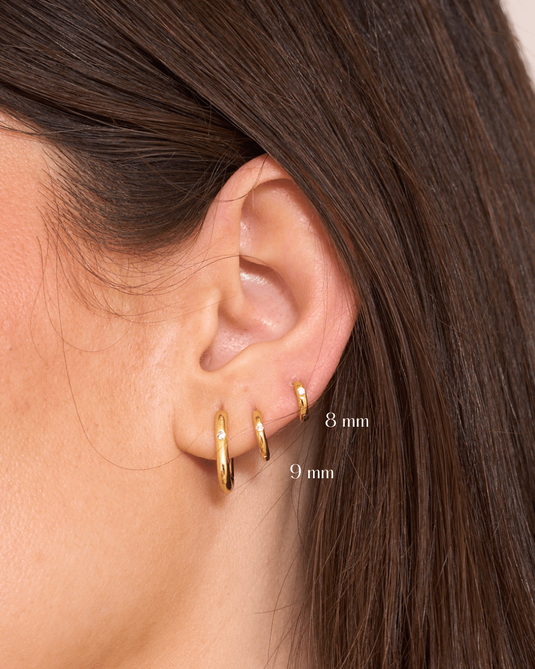 heylove PENDIENTES PENDIENTES MINI HOOPS DOT CZ 9 MM