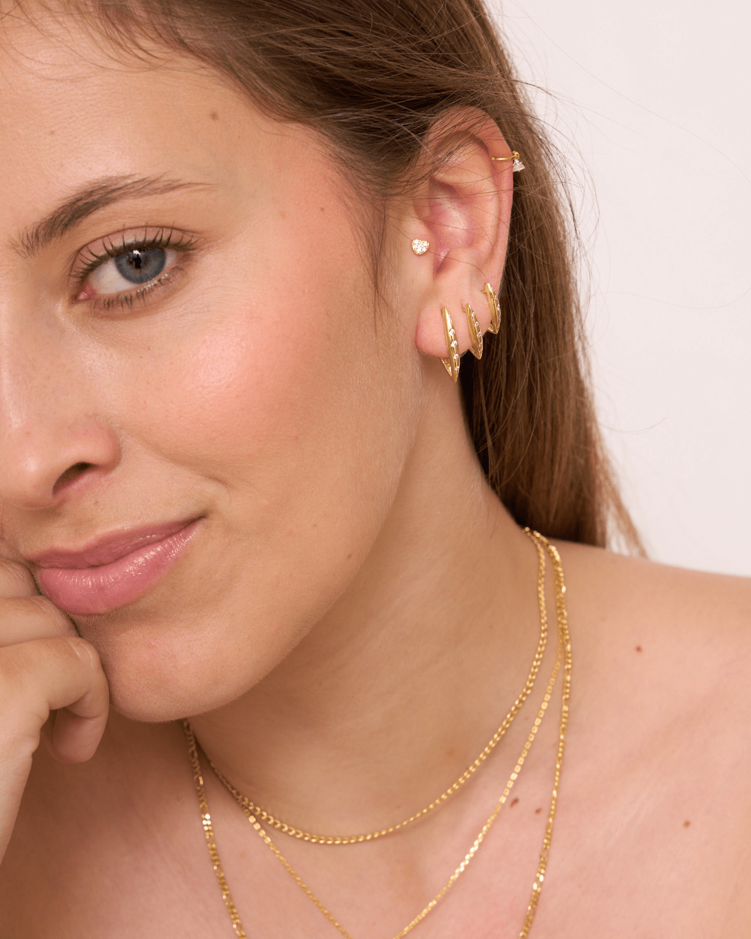 heylove PENDIENTES PENDIENTES TRIANGLE CZ HOOPS 14/16/20 MM
