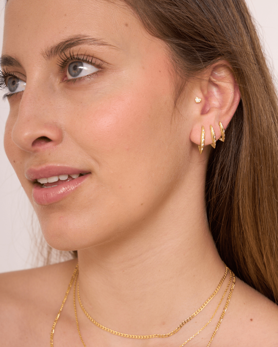 heylove PENDIENTES PENDIENTES TRIANGLE CZ HOOPS 14/16/20 MM