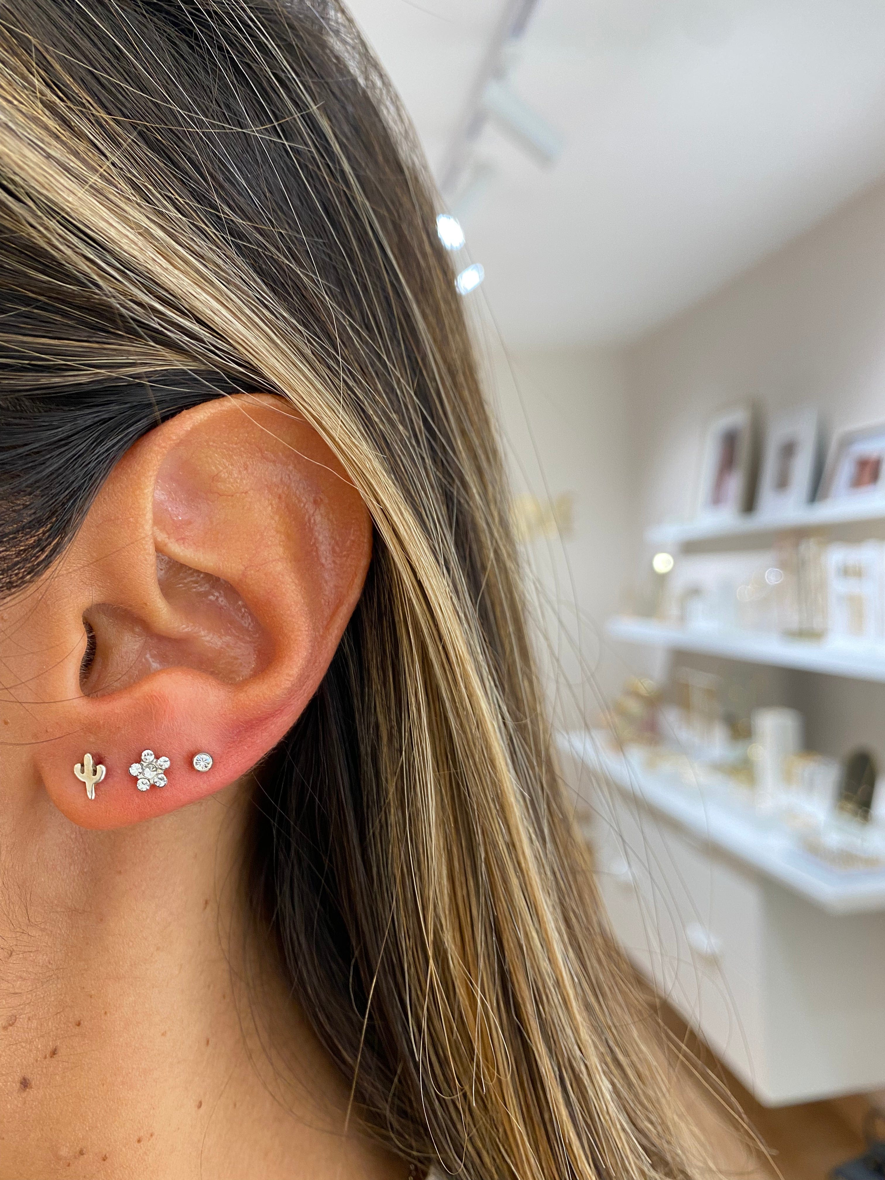heylove Pendiente primera puesta ABRIL CRISTAL 2 MM PLATA