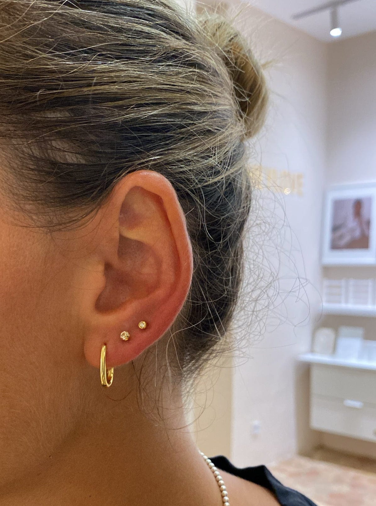 heylove Pendiente primera puesta CRISTAL 3 MM ORO