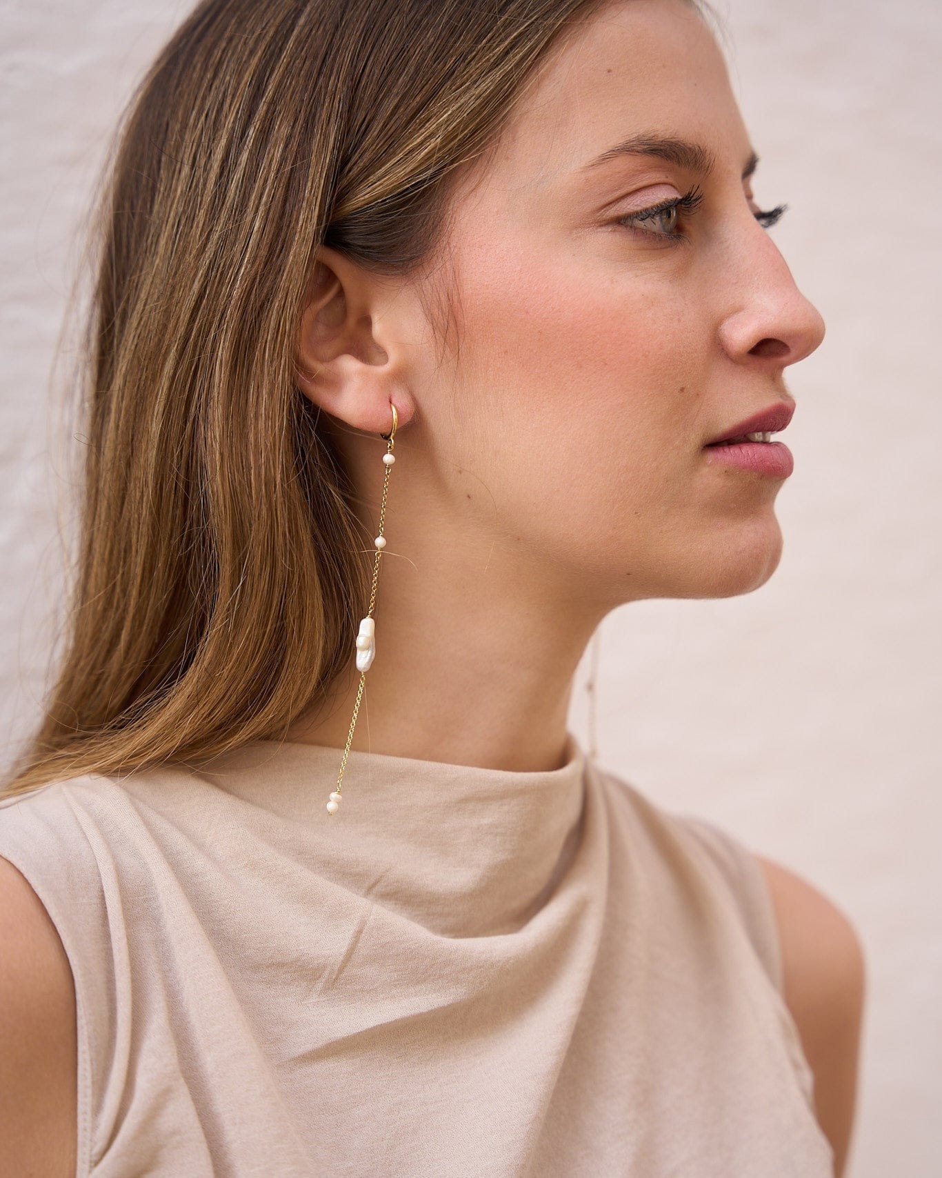 heylove PENDIENTES PENDIENTES CRUZ PERLA LARGO