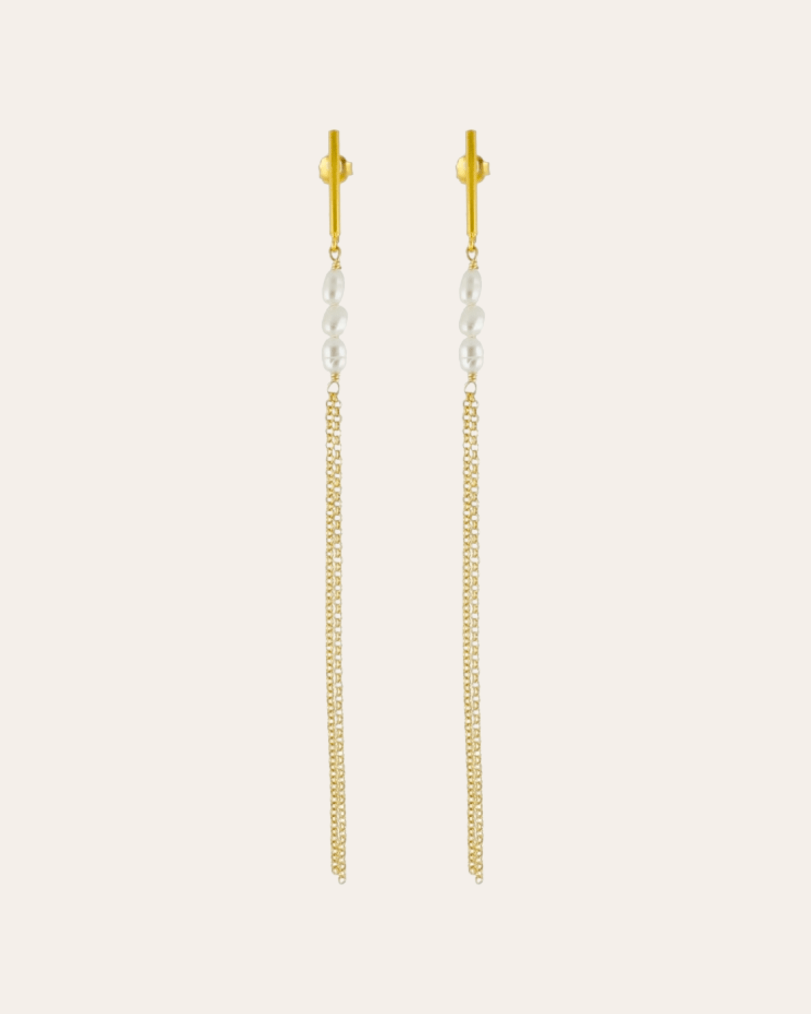 heylove PENDIENTES PENDIENTES DOBLE CADENA PERLA